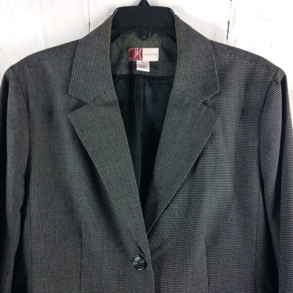 JM Collection Women Size 18 Dark Gray Check 2 Button Lined Suit Blazer - Picture 6 of 14